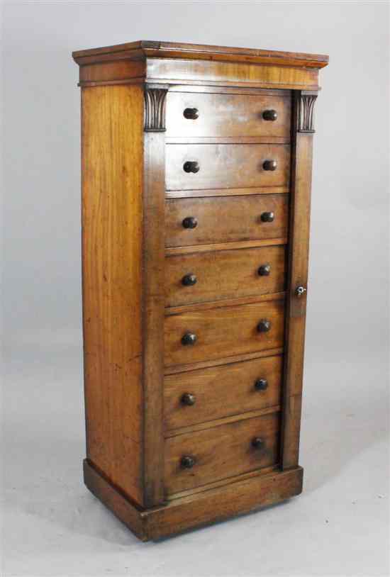 Appraisal: A Victorian walnut Wellington chest ft in H ft in