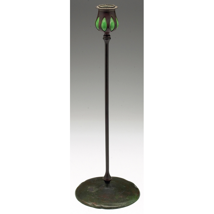 Appraisal: Tiffany Studios candlestick bronze with an original patina original blown-out