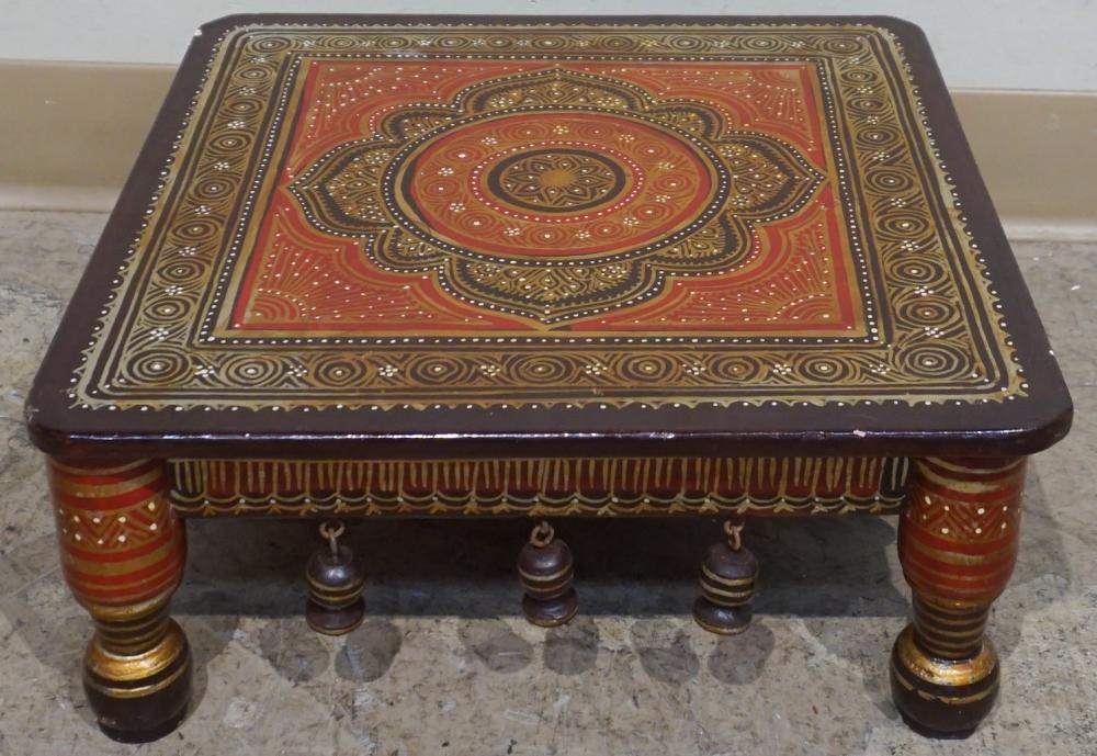 Appraisal: Indian Decorated and Painted Wood Stool H in cm