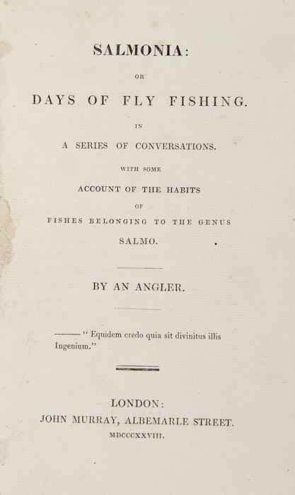 Appraisal: Davy Sir Humphry Salmonia or Days of Fly Fishing first