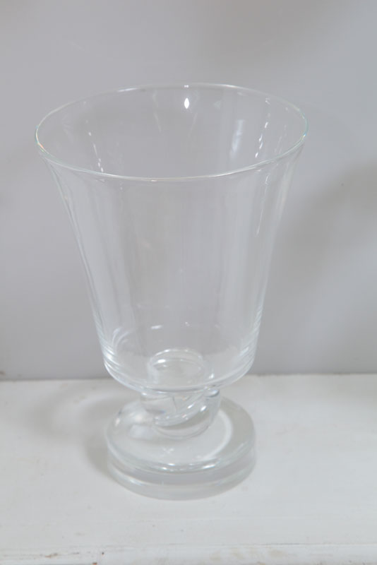 Appraisal: STEUBEN CRYSTAL VASE Tapered form with twisted stem and circular