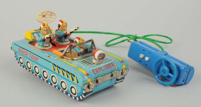 Appraisal: Scarce Japanese Tin Litho Space Tank Toy Battery-operated Nice vehicle