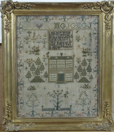 Appraisal: An early th century sampler of a house with a