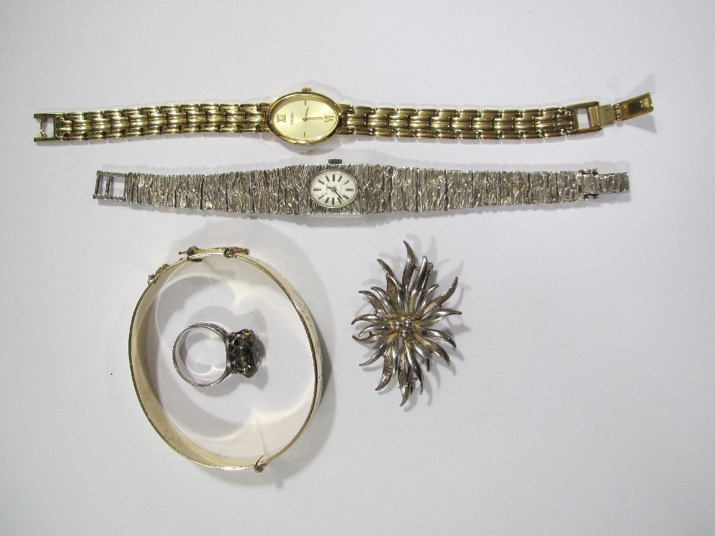 Appraisal: Lot comprising a ladies silver bracelet watch by Accurist a