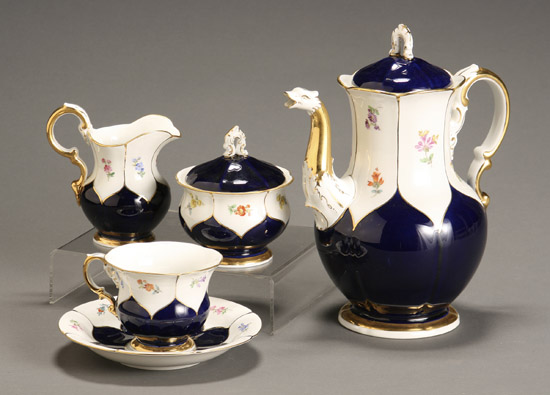 Appraisal: Meissen Dessert Service After Consisting of a coffeepot cream jug