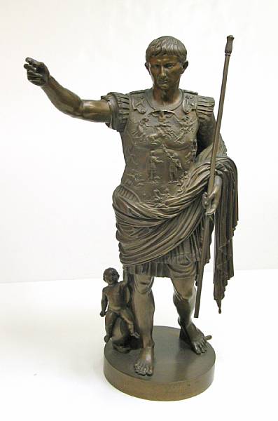 Appraisal: A patinated bronze figure of Augustus of Prima Porta after