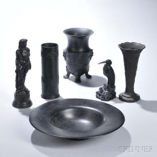 Appraisal: Six Wedgwood Black Basalt Items England th th century including