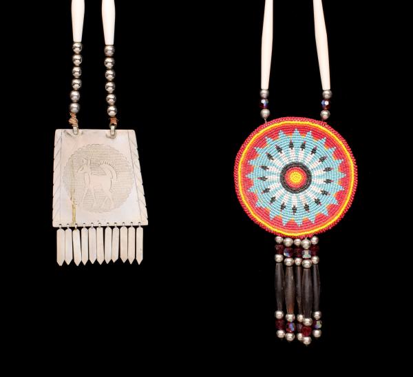 Appraisal: TWO NATIVE AMERICAN HAIR PIPE TUBE BEAD NECKLACESThe two necklaces