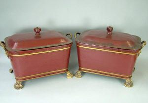 Appraisal: A pair of Regency tole ware wine coolers early th