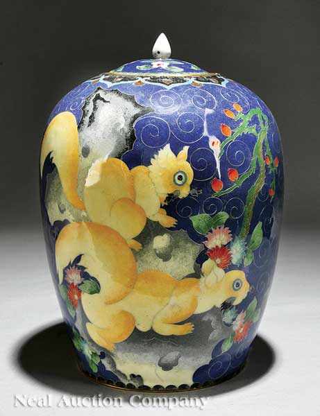 Appraisal: A Japanese Cloisonn Enameled Porcelain Covered Jar the exterior enameled