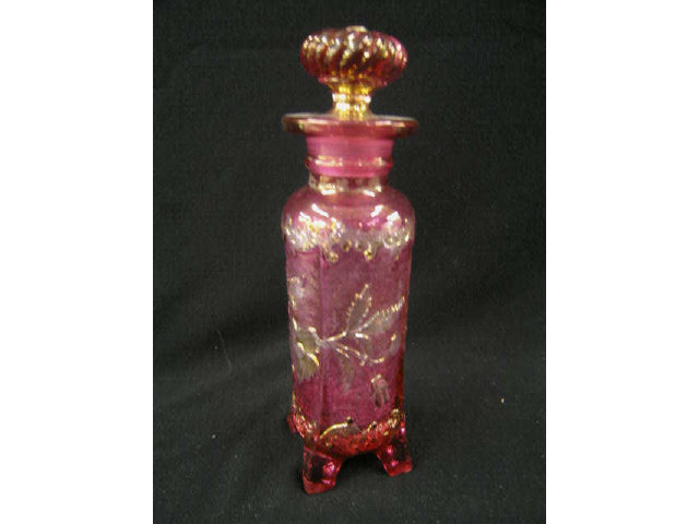 Appraisal: Delaware Victorian Art Glass Cologne Bottle gold on cranberry flash