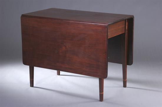 Appraisal: FEDERAL STYLE MAHOGANY DROP-LEAF TABLE th century Rectangular top with