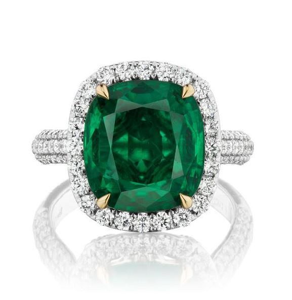 Appraisal: ct Emerald And ct Diamond Ring Romantic diamond scrollwork on