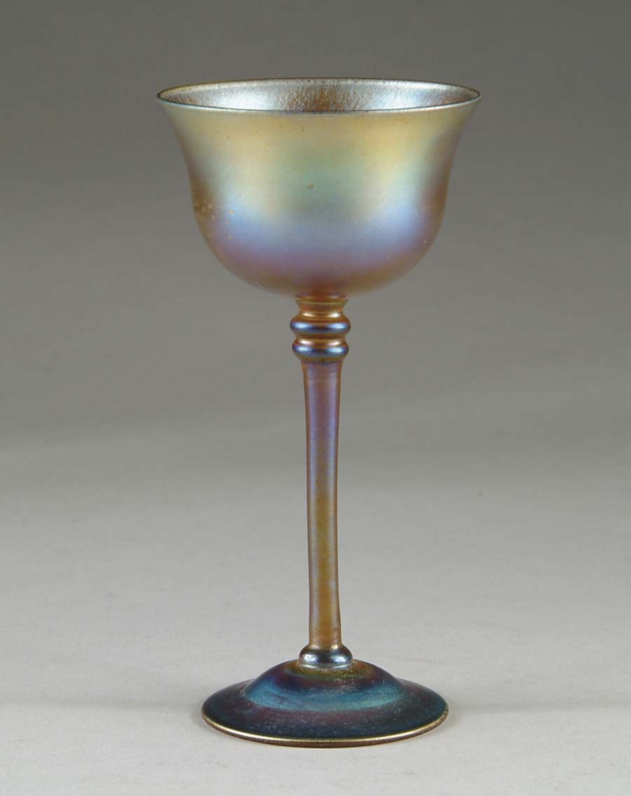 Appraisal: TIFFANY GLASS CORDIAL Simple transitional styling with nice purple and