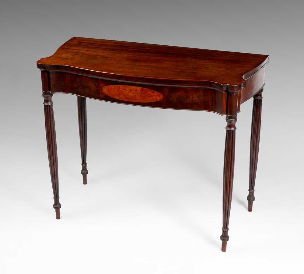 Appraisal: AMERICAN MAHOGANY SHERATON GAME TABLE Early th century most likely