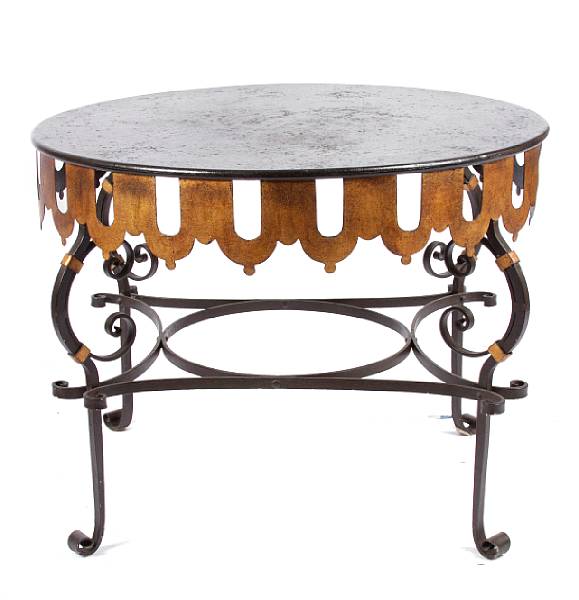 Appraisal: A Baroque style wrought iron and tole center table height