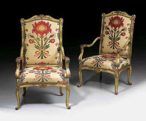 Appraisal: PAIR OF PAINTED FAUTEUILS A LA REINE R gence Paris