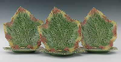 Appraisal: A Set of Six Portugese Leaf Shape Dishes Molded textured