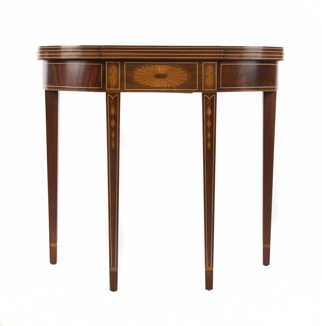 Appraisal: Federal style inlaid mahogany flip-top games table in H in