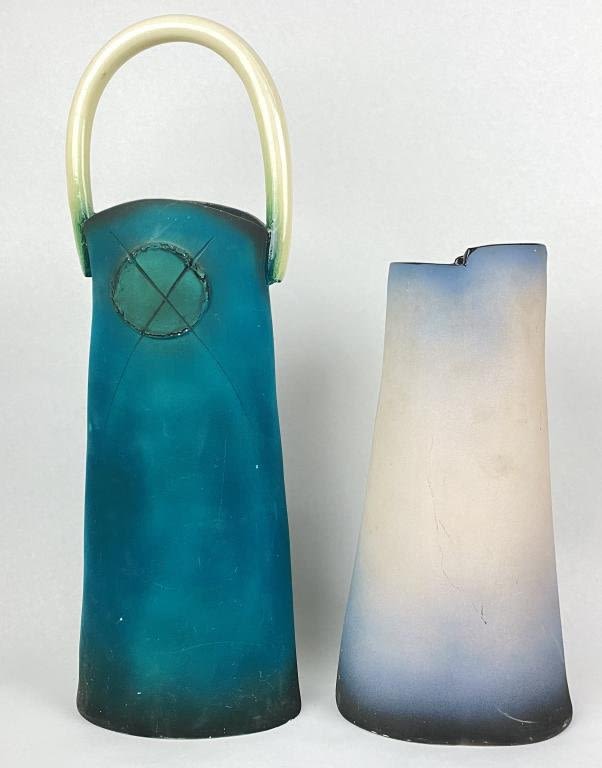 Appraisal: Gail Kendall Tall Ceramic VasesVase w handle Tall and is