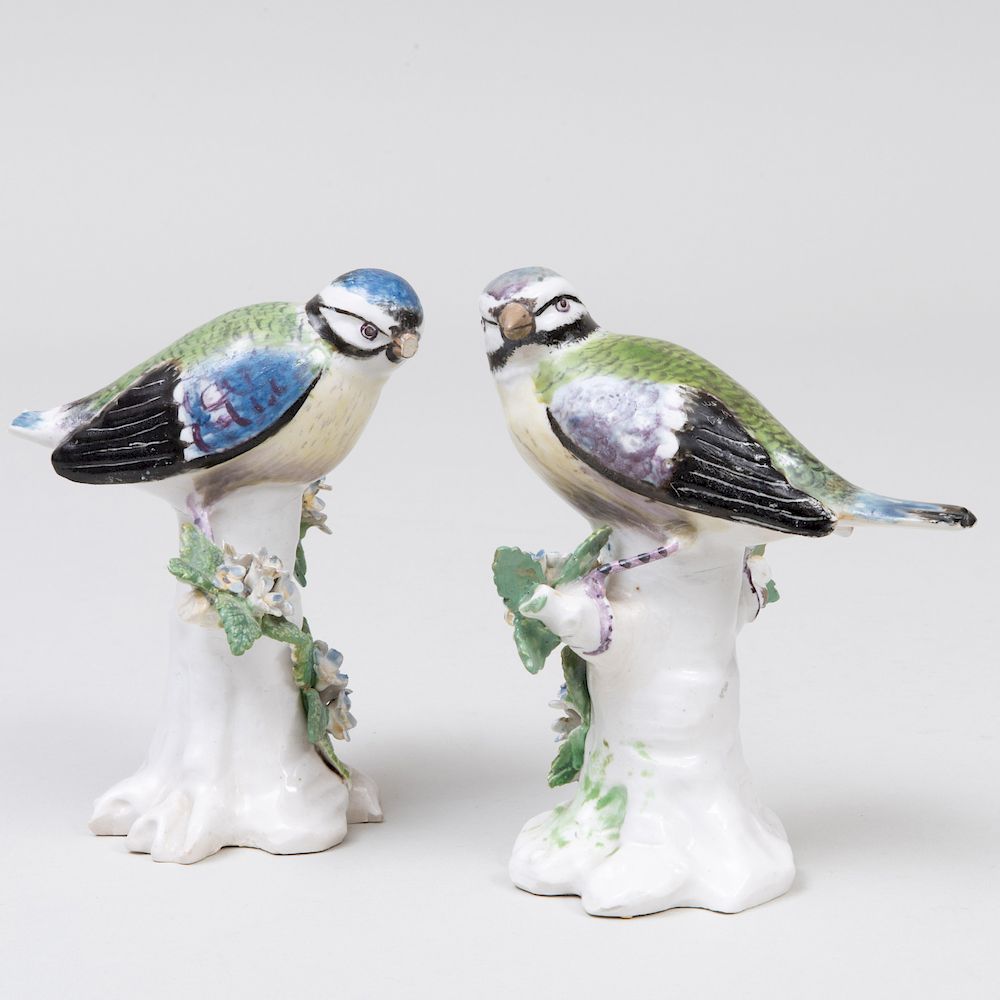 Appraisal: Pair of Derby Porcelain Models of Finches in high Property