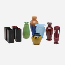 Appraisal: Contemporary COLLECTION OF TEN VASES glazed ceramic hand-blown glass h