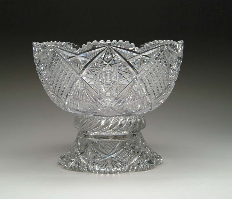 Appraisal: TWO PIECE CUT GLASS PUNCHBOWL Two piece punchbowl is cut