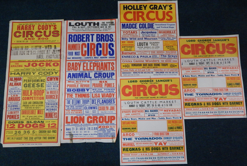 Appraisal: A selection of circus posters for Louth all of various