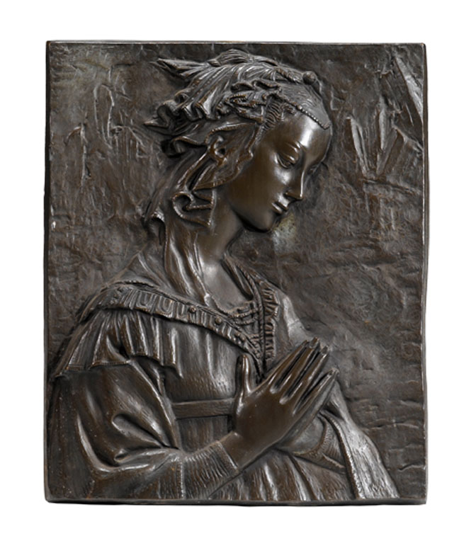 Appraisal: Continental bronze relief plaque Depicting a three-quarter profile portrait of