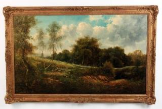 Appraisal: TH C OIL ON CANVAS LANDSCAPE PAINTING LARGE TH C