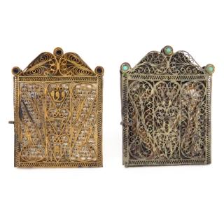 Appraisal: Two Vintage Judaica Sterling Silver Filigree Mezuzah Two Vintage Judaica