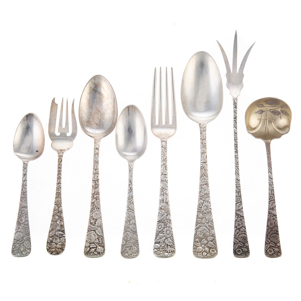 Appraisal: Collection of Sterling Rose Patterned Flatware Towle includes six dinner