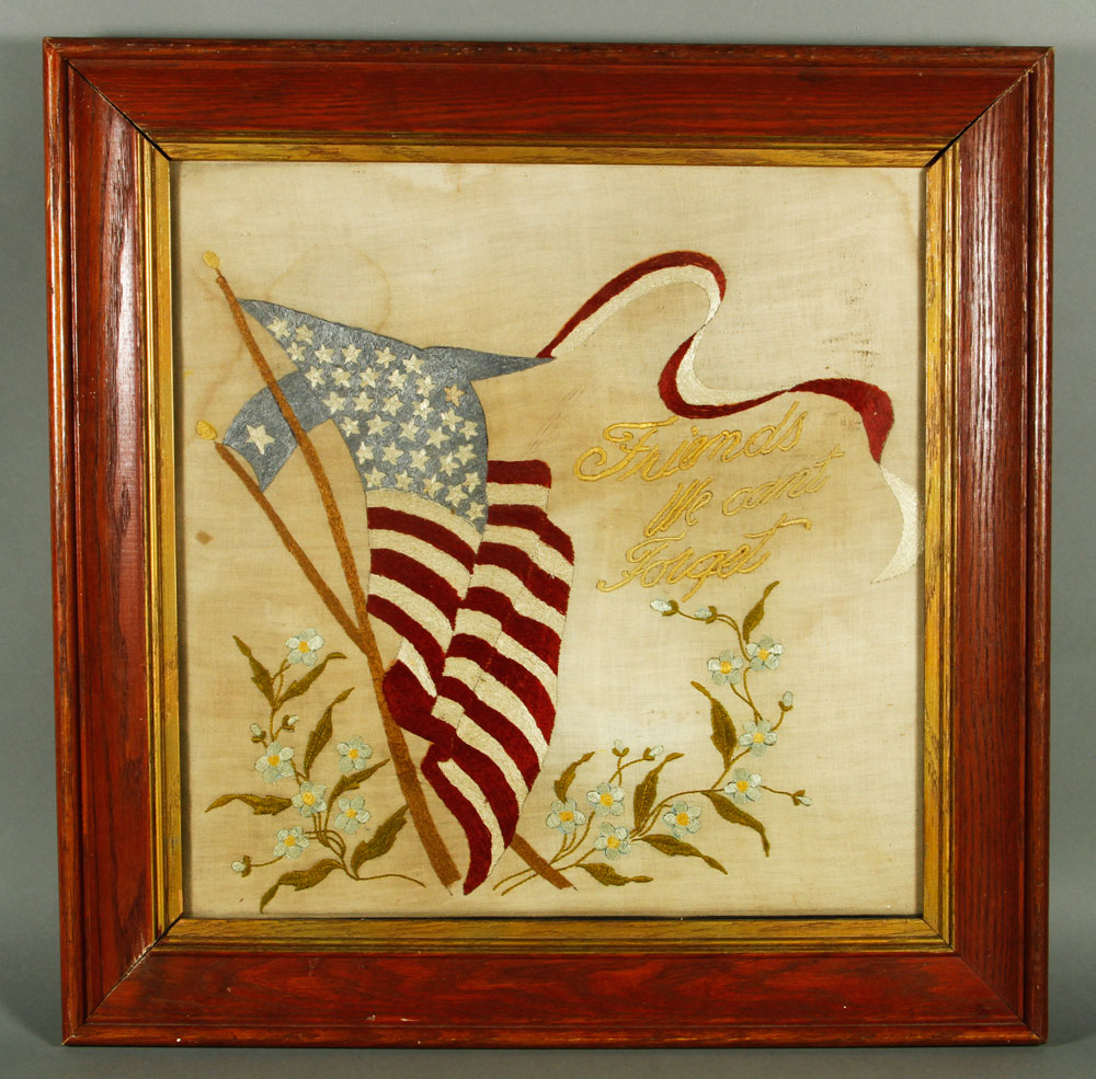 Appraisal: - American Flag Needlework American flag needlework ca h x