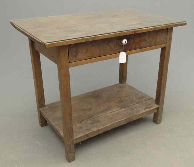 Appraisal: th c single drawer farm table with undershelf Top ''