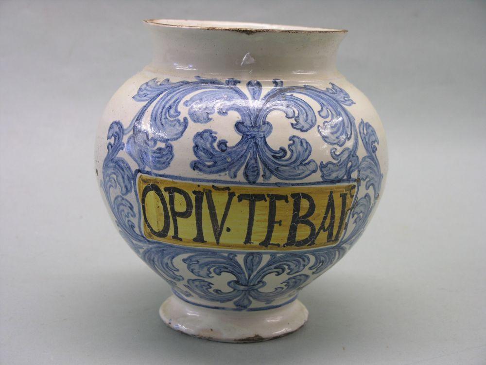 Appraisal: A th century Spanish majolica wet drug jar bulbous shape