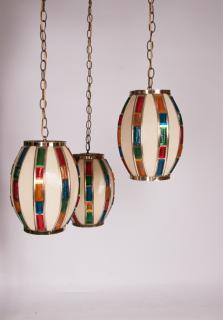 Appraisal: Multicolor Three Shade Ceiling Fixture Mid-century modern acrylic multicolor three