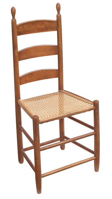 Appraisal: Shaker side chair tilter ladder-back form with replaced cane seat