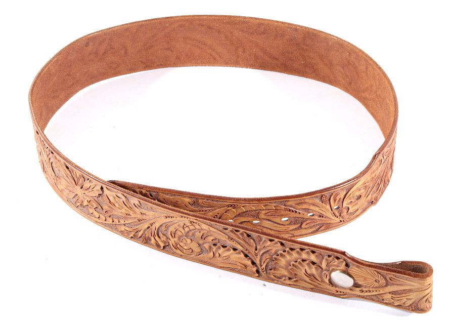 Appraisal: Sonny Cranson Hand Tooled Western Leather Belt For your consideration