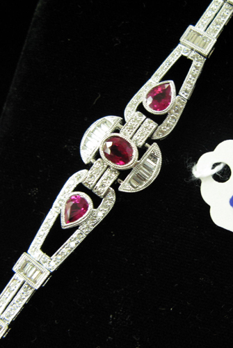 Appraisal: ART DECO STYLE RUBY DIAMOND AND EIGHTEEN KARAT WHITE GOLD