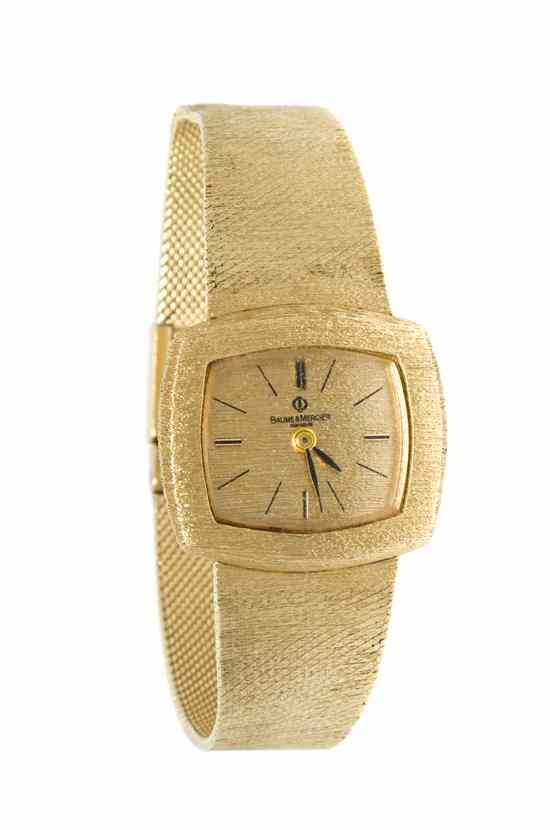 Appraisal: A Karat Yellow Gold Wristwatch Baume Mercier x mm case