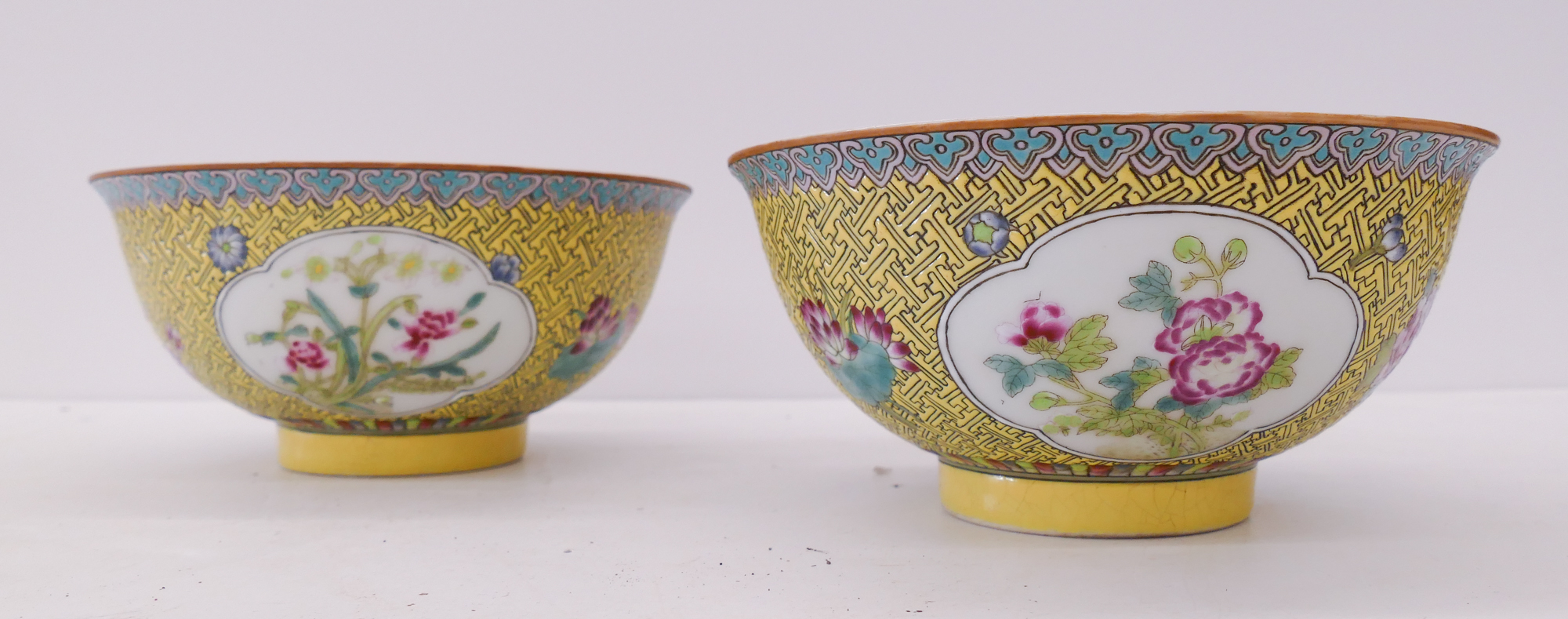 Appraisal: Pair Chinese Famille Juan Porcelain Bowls- '' diameter