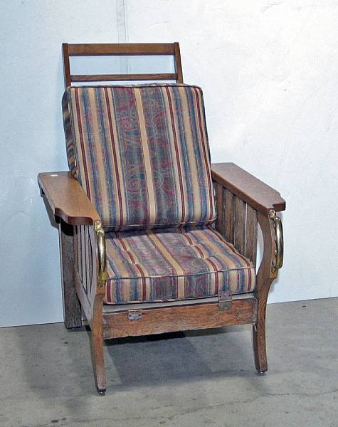 Appraisal: An Arts and Crafts oak reclining armchair first quarter th