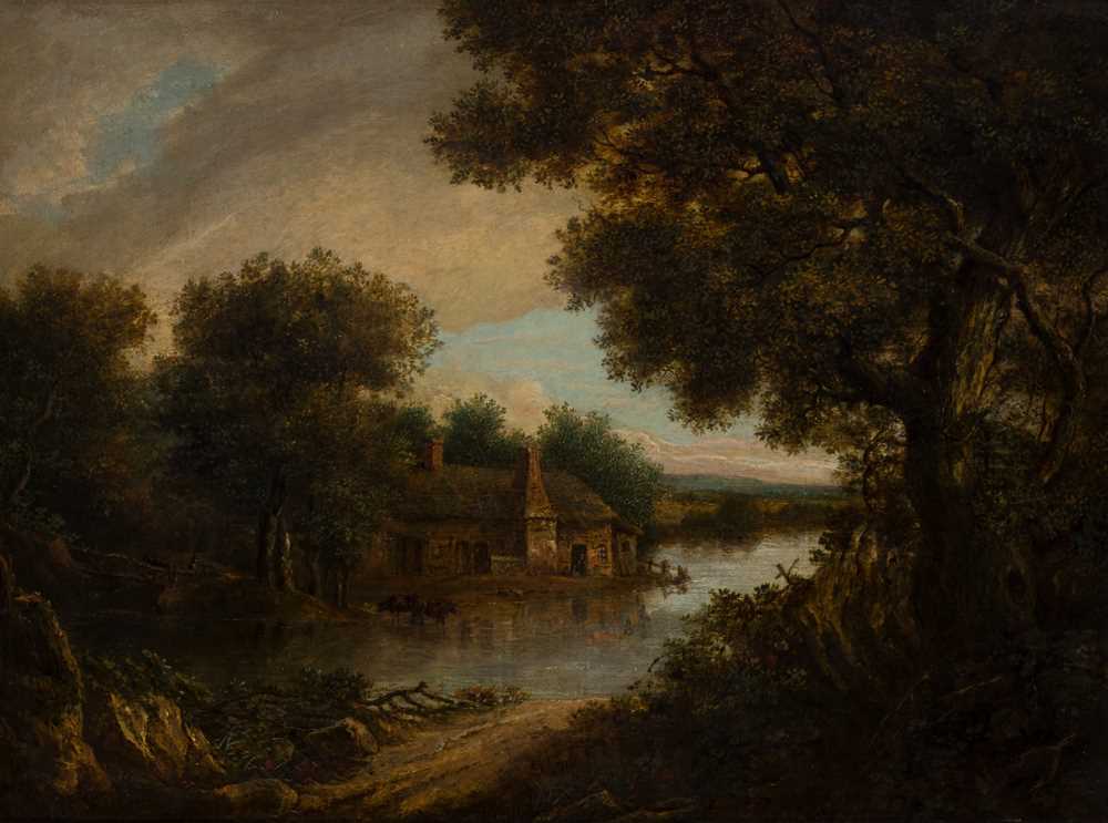 Appraisal: STUDIO OF PATRICK NASMYTH A WOODED LANDSCAPE WITH COTTAGE BY