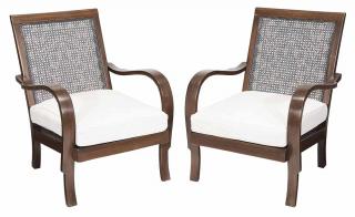 Appraisal: Pair Caned and Bentwood Upholstered Open-Arm Chairs modern each with