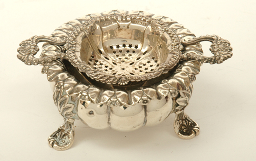 Appraisal: A LARGE EDWARDIAN STERLING SILVER SALT CELLAR AND A SILVER