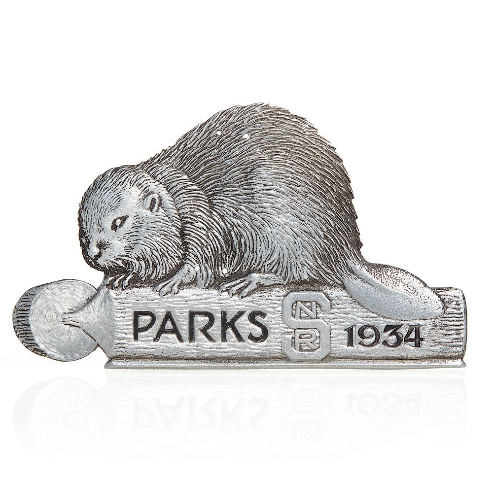 Appraisal: Saskatchewan Parks Radiator Badge Aluminum Saskatchewan Parks radiator badge featuring