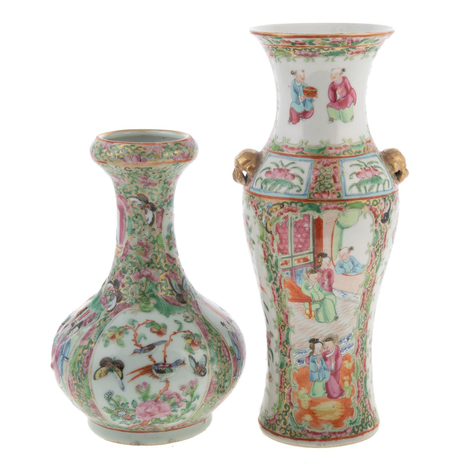 Appraisal: TWO CHINESE EXPORT ROSE MEDALLION VASES Tongzhi Vases circa -