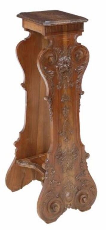 Appraisal: Italian Renaissance Revival carved walnut plant stand late th c