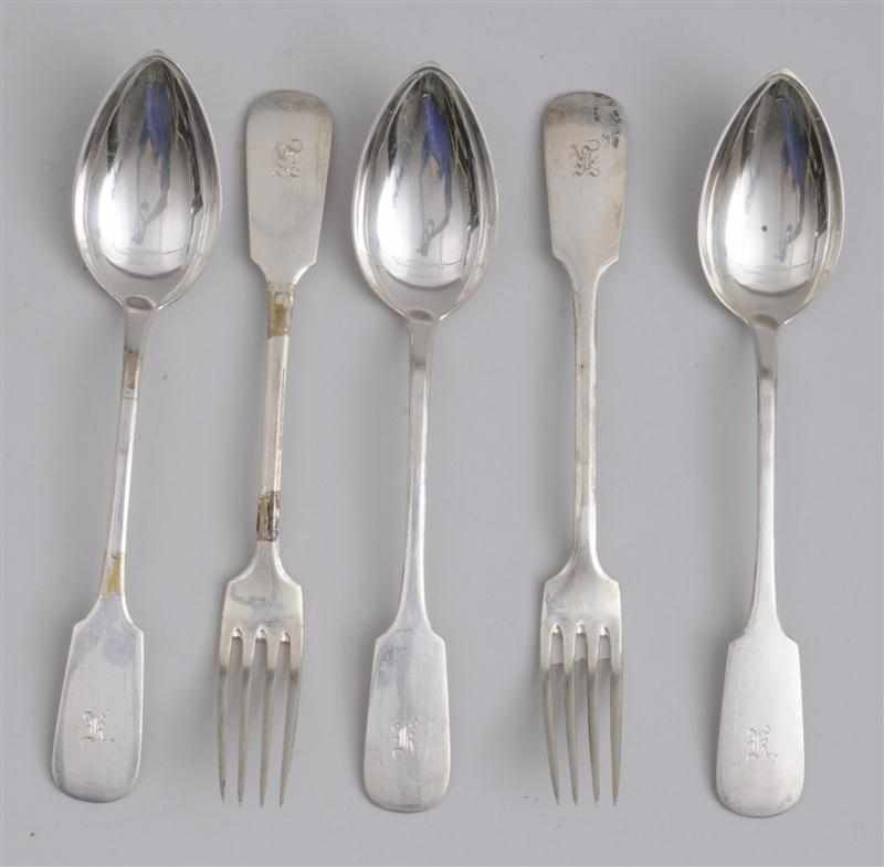 Appraisal: TWELVE GERMAN MONOGRAMMED SILVER FIDDLE PATTERN DINNER FORKS AND TWELVE