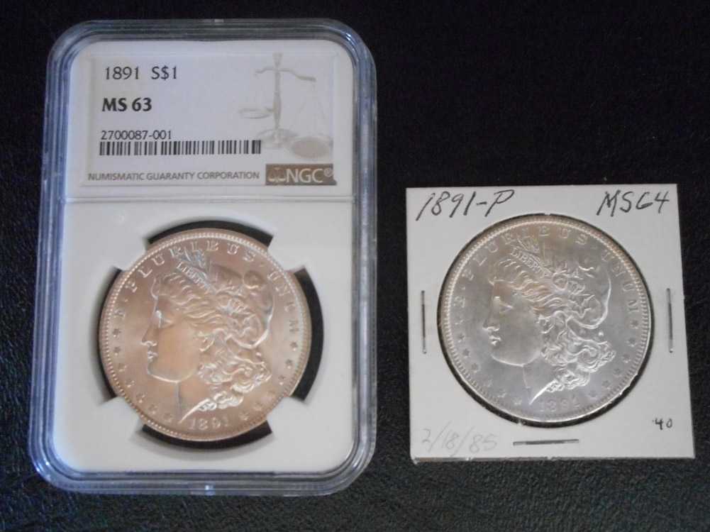 Appraisal: TWO U S SILVER MORGAN DOLLARS both -P one sealed